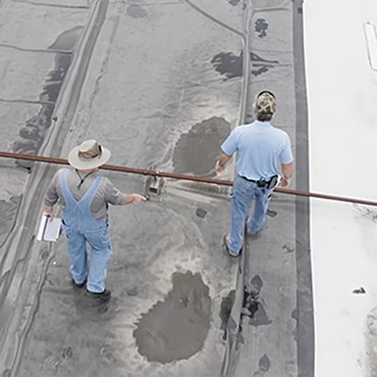 Dave and Wally perform a roof inspection
