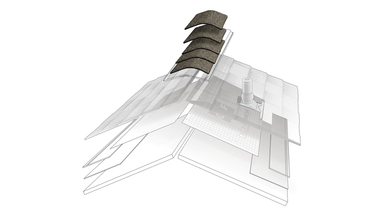 Ridge cap shingles are the final layer of a roof to help protect hips and ridges.