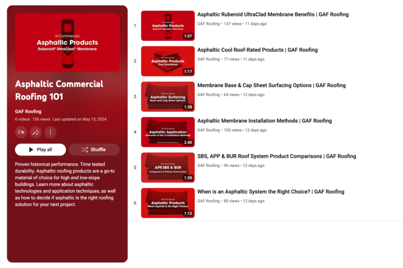 Asphaltic Roofing 101 Playlist from GAF Commercial