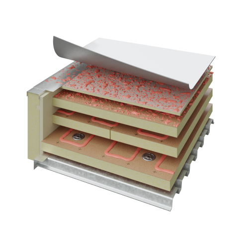 Commercial roofing material layers in PVC Cold Storage