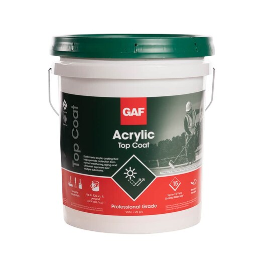 A container of GAF Acrylic Top Coat.