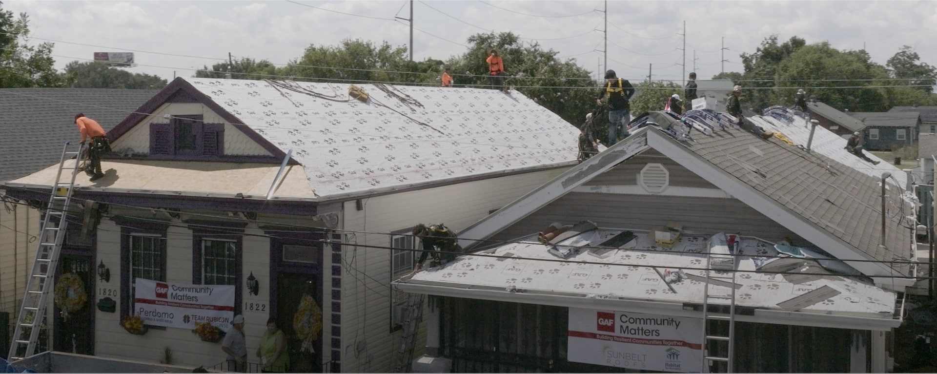 GAF contractors installing new roofs on homes in Gulf Region